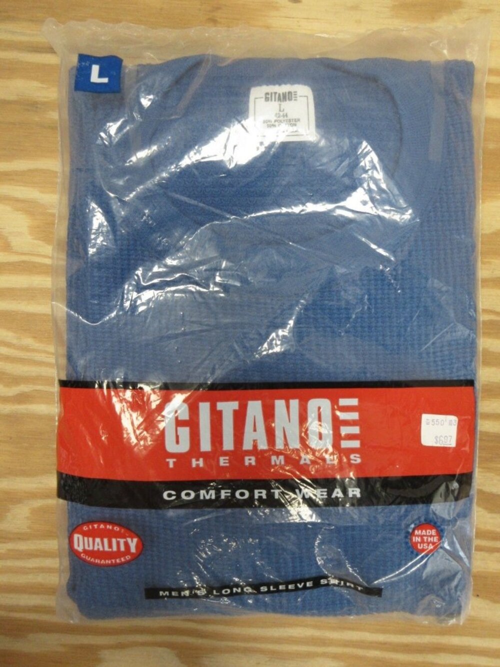 VINTAGE Gitano Shirt Large Thermal Waffle Knit Comfort Wear 90s USA NEW